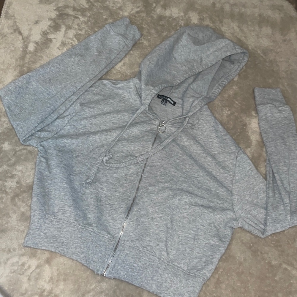 A stylish cropped grey hoodie!